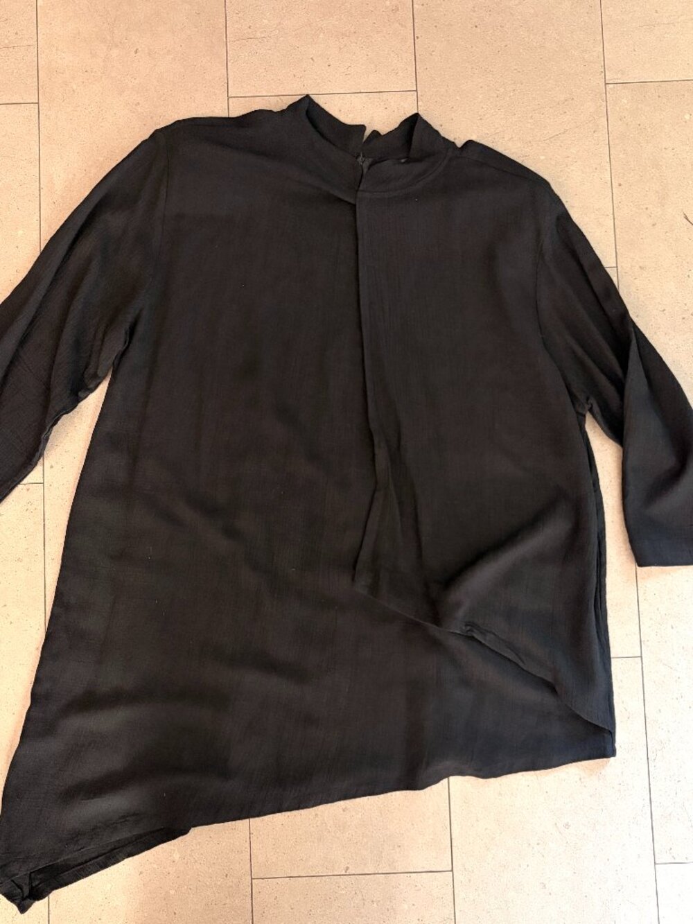 Kaliyana Black asymmetric tunic Linen Blend top Blouse-Size 10 to 14
